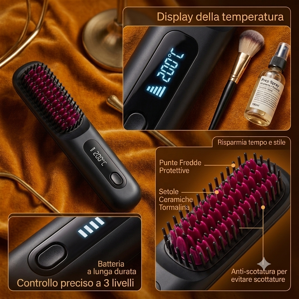 LUMINITY™ — Spazzola Lisciante Senza Fili | Capelli Lisci in 5 Minuti